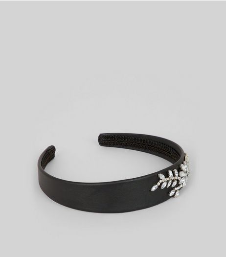 Black Floral Embellished Headband | New Look