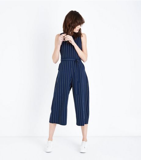 Mela Navy Pinstripe Jumpsuit | New Look