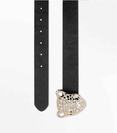 Black Tiger Buckle Belt | New Look