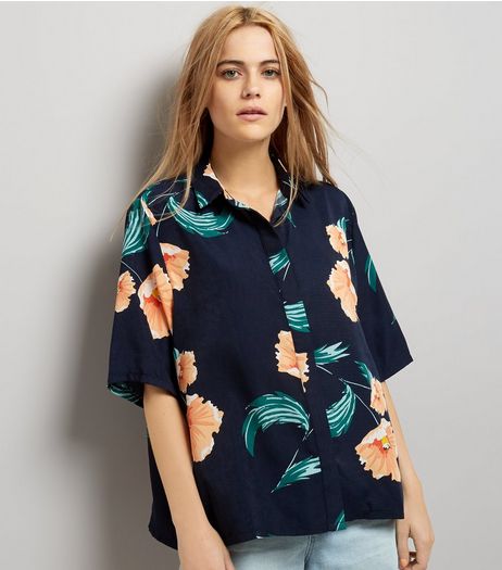 Apricot Navy Floral Print Shirt | New Look