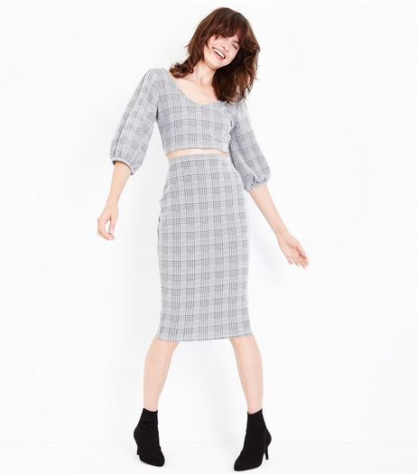 Grey Check Midi Skirt | New Look