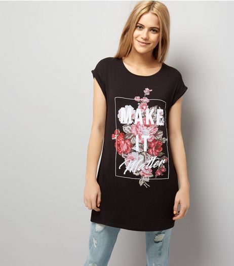 Black Make It Matter Print T-Shirt | New Look