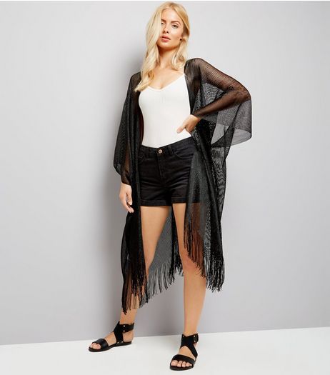 Black Vanilla Silver Fringe Hem Wrap | New Look