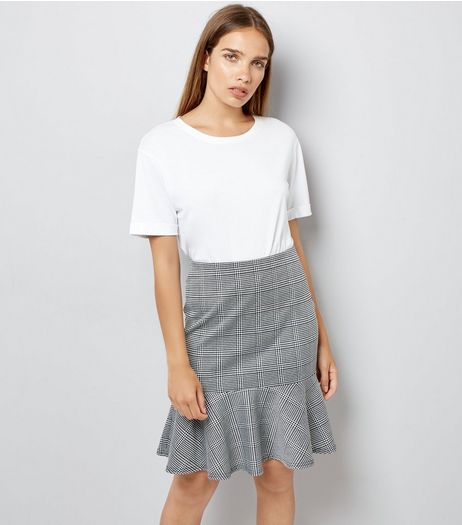 Innocence Black Check Frill Hem Skirt | New Look