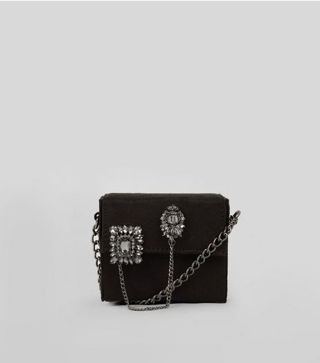 Black Micro Embellished Cross Body Bag | New Look