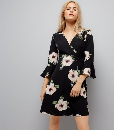 AX Paris Black Floral Print V Neck Dress | New Look