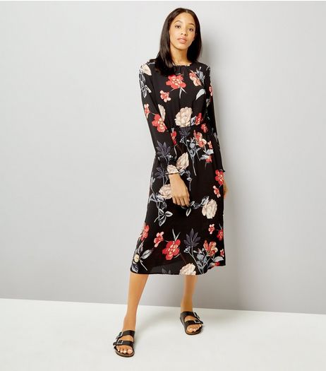 AX Paris Black Floral Print Midi Dress | New Look