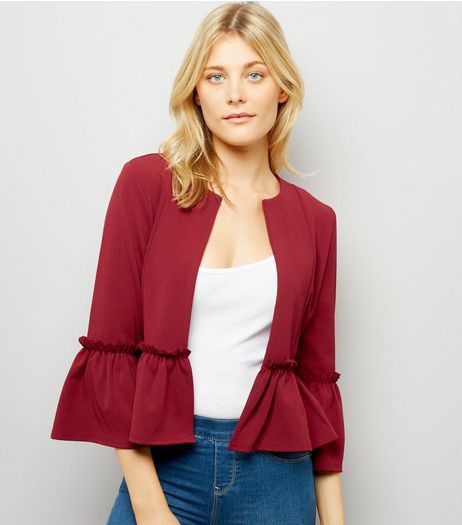 Cameo Rose Burgundy Peplum Jacket | New Look