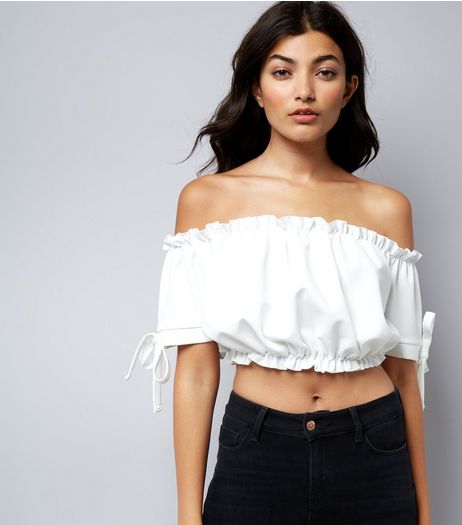 Cameo Rose Cream Frill Trim Bardot Neck Crop Top | New Look