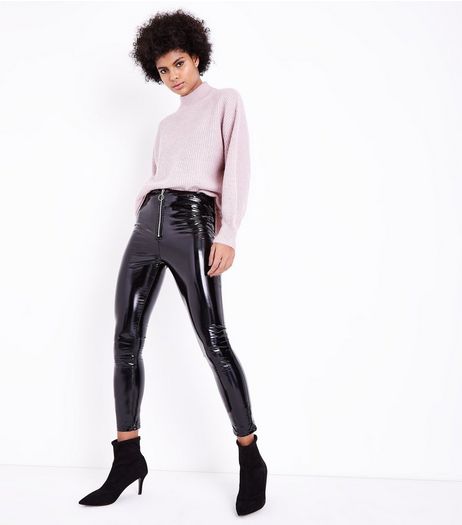Parisian Black Leather-Look Skinny Trousers | New Look