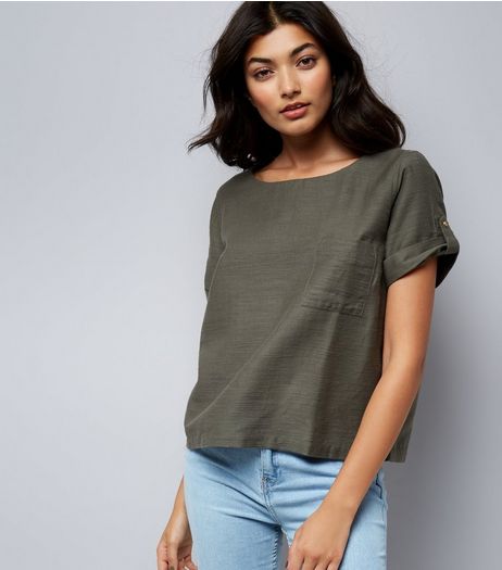 Apricot Olive Green Short Sleeve Top | New Look