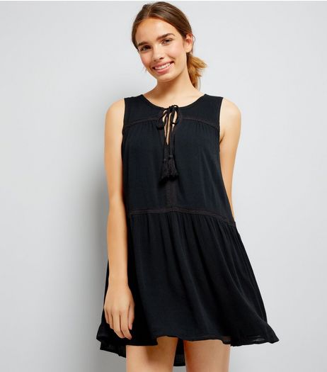Apricot Black Tassel Front Mini Dress | New Look