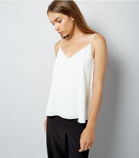 Cream Lace Up Back Cami | New Look