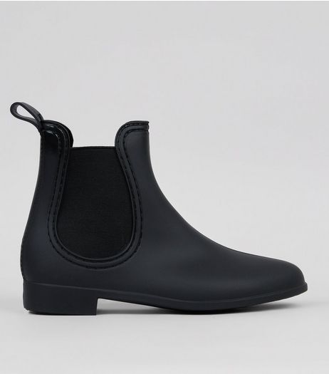 Black Matte Chelsea Wellies | New Look