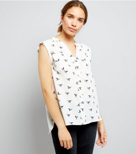 Apricot Cream Bird Print Crepe Top | New Look