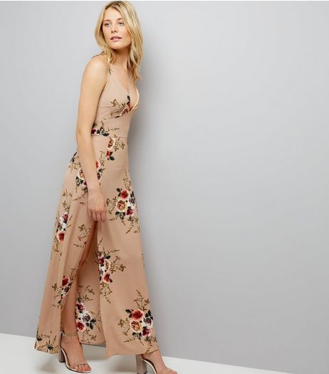 Parisian Cream Floral Print Split Side Maxi Dress | New Look