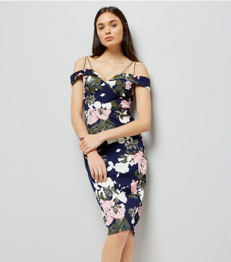 AX Paris Navy Floral Print Strappy Dress | New Look