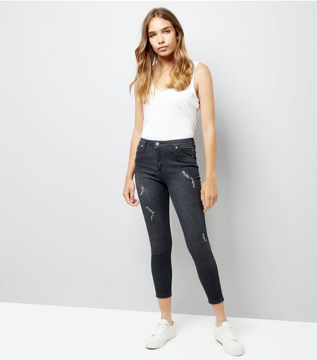 Black Bead Skinny Jenna Jeans | New Look