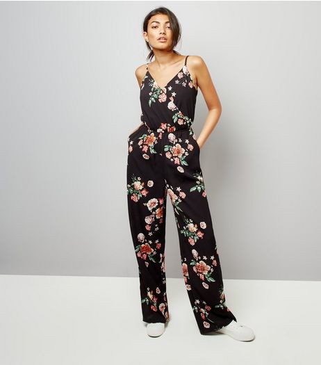 Tall Black Floral Print Jumpsuit | New Look