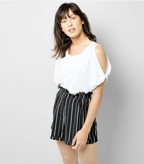 Cameo Rose Black Stripe Paper Bag Shorts | New Look