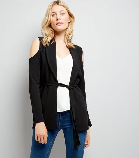 Cameo Rose Black Cold Shoulder Jacket | New Look