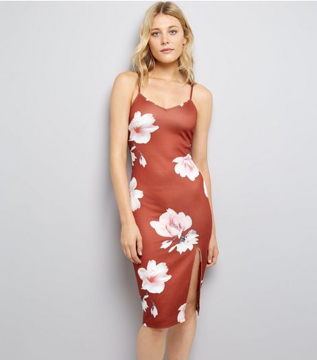 Parisian Brown Digital Floral Print Bodycon Dress | New Look