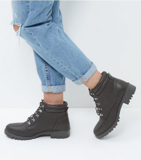 Wide Fit Black Lace Up Ankle Boots | New Look