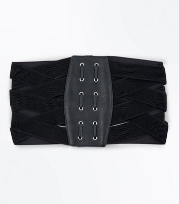 Black Elasticated Waist Corset Belt | New Look